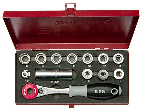 1/2 Durchsteck-Steckschlüssel-Garnitur 40 in 1 Satz mit verschiedenen Steckschlüssel Einsätzen und Durchsteckknarre | 13-tlg. | No.3960 | WGB