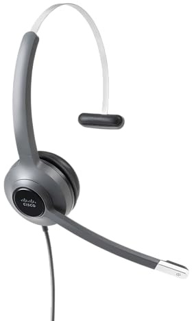 Cisco Headset 521, kabelgebundenes 3,5-mm-Einzel-On-Ear-Headset mit USB-C-Adapter, dunkelgrau, 2 Jahre Garantie mit beschränkter Haftung (CP-HS-W-521-USBC)