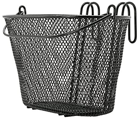 P4B | Happy Kids Fahrradkorb für Kinder in Schwarz mit Besfestigungshaken | Vorderradkorb | Engmaschig | Stahlgeflecht | Mit Tragebügel