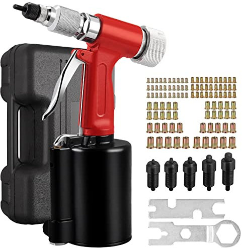 Proster Pneumatic Duty Air Hydraulic Rivnut Tool M4 M5 M6 M8 M10 Nut Heavy-Duty Riv Nut Gun Set with 100PCS Nut & Storage Case