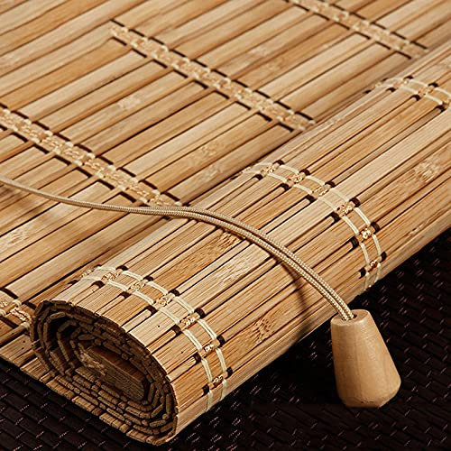 Natürliche Bambus-Rollo Raffrollo,Lichtdurchlässig,Blickdicht Bambus Rollo,Lichtfilter Bambusrollo,Schnurzugrollo Vorhang,für raumhohe Fenster/Restaurant/Korridor,Anpassbar (50x200cm/20x79in)