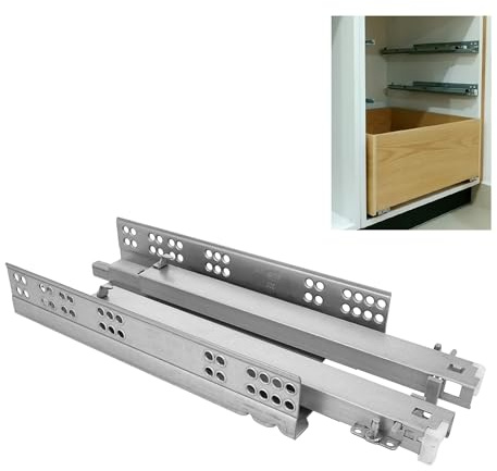 Amig - Set di 2 guide scorrevoli Mod.40 in acciaio zincato per cassetti di mobili, cassettiere o armadietti | a rimozione parziale con chiusura automatica | resistenza di carico: 25 kg/coppia,