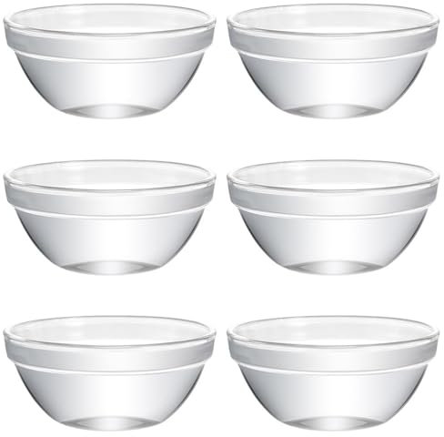 Healeved Small Glass Dessert Bowls 6 Pack Clear Glass Ramekins 3 Inch Mini Bowls for Jelly Pudding Water Chestnut Cake Serving