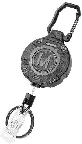 1 Pack Heavy Duty Retractable Keychain ID Badge Reels Retractable Carabiner Badge Holder with 31.5” Steel Cord, 9.0 oz