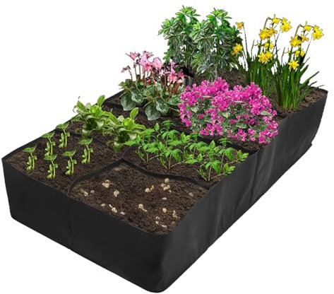 Azonelife Pflanzbeutel für Pflanzen, 8 Fächer Erhöhtes Gartenbeet aus Stoff, Pflanztasche Rechteckig Pflanzbehälter Pflanztasche für kräuter Pflanzen Tomaten Kartoffeln Blumen Erdbeeren