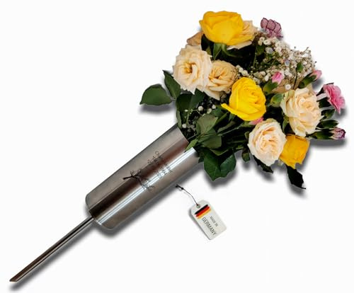 Gravvas vas stor Ø 60 mm rostfritt stål rostfri gravsmycke kyrkogård vas blommor