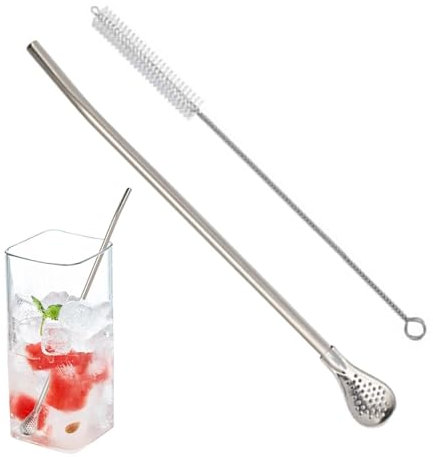Bombilla Straw – Cucchiaio in metallo | Cannuccia Bombilla | Cucchiaio di paglia per tè sfuso Cucchiaio di paglia per tè e caffè filtrato Cucchiaio Cannuccia per zuppe