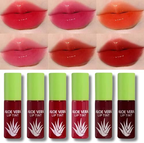 SHEBEEDO 6 Colors Lip Tint Stain Set Mini Liquid Water Tint Moisturizing Lip Stain Non-Sticky For Woman Multi-Use Lip&Cheek Stain Natural Matte Lip Tint Lip Plumper (6pcs set)