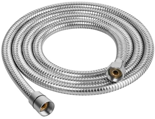OSDUE Duschschlauch 2m, Flexibler Edelstahl Brauseschlauch, mit Verdrehschutz, Edelstahl Ersatz Hochdruck-Duschrohr für Badarmaturen Ersatz, Chrom