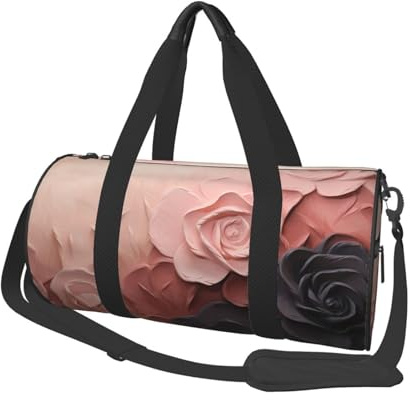 Sporttasche für Damen und Herren, Reisetasche, Wochenendtasche, Rosenfarben, Rouge und Schwarz, Handgepäcktasche für Reisen, Schwimmen, Fitness, Workout, Sport, Einheitsgröße, Schwarz , Einheitsgröße
