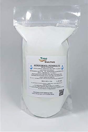 Fertilizante Nitrofosfato potásico 13-30-25 cristalino hidrosoluble 1 Kg abono para riego idóneo para plantaciones jóvenes Que empiezan a producir Fruto.