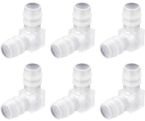 6 adattatori a 2 vie per tubo flessibile da 1/2 , a forma di L, gomito a 90 gradi, connettore per tubo dell'acqua, resistente