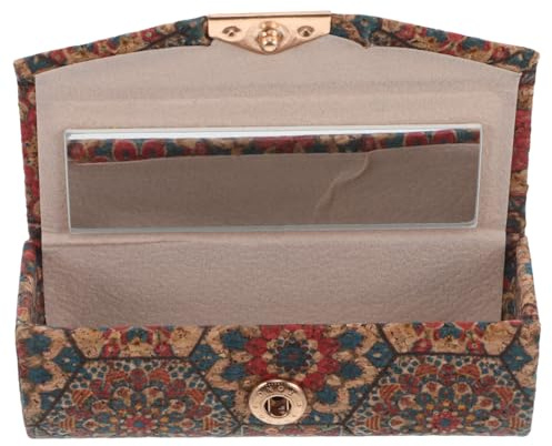 HONITANO Portarossetti Organizzatore Vintage con Specchio Integrato Astuccio Portatile per Lucidalabbra Scatola Portaoggetti Resistente per Borsa e Zaino