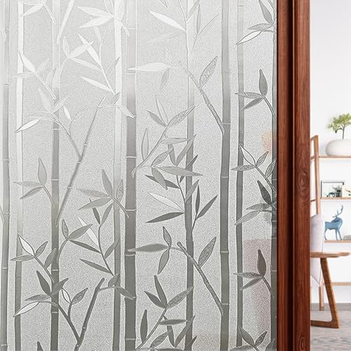 Vinilo Adhesivo Cristal 90 x 400 cm Efecto Esmerilado, Anti-UV, Privacidad Vinilo para Ventana Privacidad para Mampara de Ducha Baño, Bambú