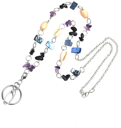 Elegant halsband med glaspärlor snäcka sten pärlhalsband snodd 81 cm lång för skolkontor eller reseskal
