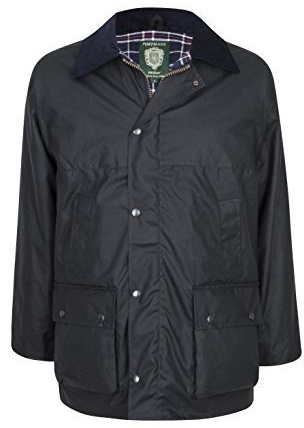 Portmann Premium Quality Padded Mens Wax Jacket Made in UK (2XL, Navy Blue)