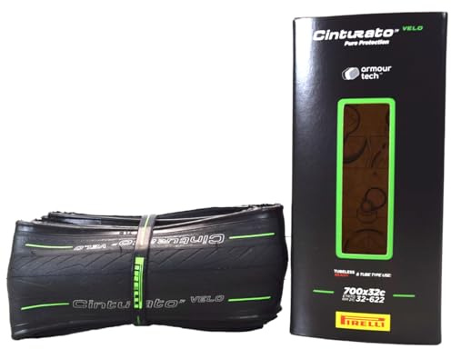 Pirelli Unisex – Erwachsene CINTURATO Velo Tubeless Ready Rennrad Reifen, Black/Green, 32-622