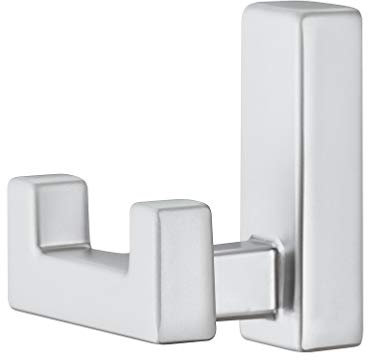 Gedotec Doppel-Haken 2-Fach Garderoben-Haken Chrom matt Kleiderhaken eckig - Globe | Höhe: 50 mm | Wand-Haken unsichtbar verschraubt | Mantelhaken Wand-Montage | 1 Stück - Doppelhaken mit Schrauben