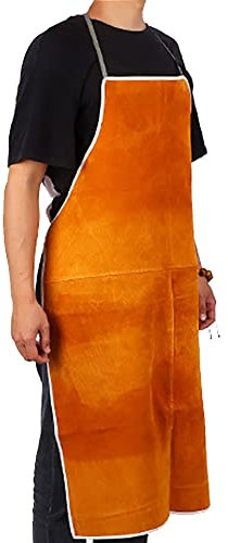 Tablier de soudage Tablier de soudage en Cuir, Blacksmith/Soudeur et Tablier de Vachette résistant à la Chaleur et Ignifuge (Color : Yellow, Size : 100x65cm)