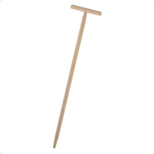 Rekord T-Stiel für Rasenkantenstecher aus Buchenholz, Länge: 90 cm, breiter Griff (20 cm), unlackiert, für Guten Halt & kraftvolles Arbeiten, Holzstiel, Buchenstiel, Ersatzstiel