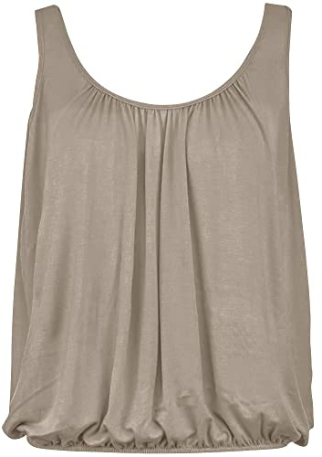 Love My Fashions® Women’s Vest Top Sleeveless Round Scoop Neck Tank Bubble Hem Straps Summer Vest Tops for Women UK Beige
