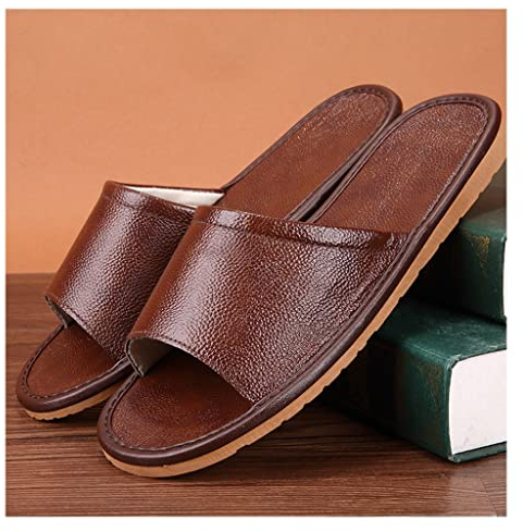 GHYUB Zapatillas Casa Hombre Verano Cerradas, Zapatillas De Estar por Casa De Cuero para Hombre, PU Zapatillas Sandalias De Cuero Casas Zapatos Dormitorio Zapatillas Hombres Mujeres Regalos