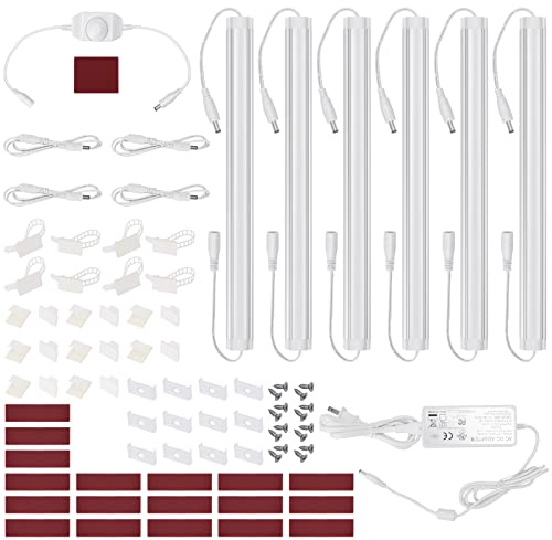 Litever Kitchen Under Cabinet LED Lighting Kit, Super Bright, 6 PCS 12 Inches Light Bars, Plug-in or Hardwire Power Adapter, 31W 2000 Lumen, for Cabinet Counter Shelf Workbench (Daylight White 5000K)