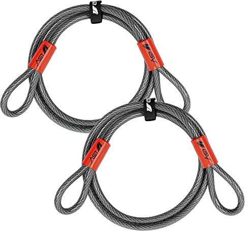 BV Heavy-Duty 7FT Security Cable with Loops-10mm (3/8 Inch) Cut-Resistant Braided Steel Cable-Versatile & Weatherproof-Security Chain for Padlock, Chain Lock, Wire Lock (Pair)