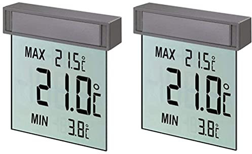 TFA Dostmann Vision 30.1025 - Termómetro digital para ventana (pantalla grande, 97 x 22 x 105 mm, 2 unidades)