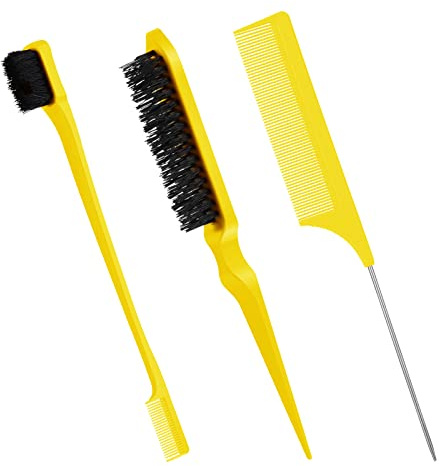 WitBicg 3 Piezas Peine Baby Hair y Cepillo Para Coletas - Adecuado Para Peluqueros Profesionales, Mujeres, Hombres, Niños (Amarillo)