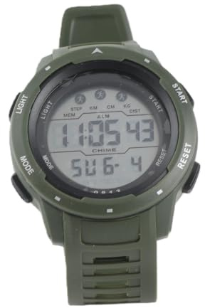 Alomejor Montre de Sport Numérique pour Homme, Montre étanche à Double Fuseau Horaire avec Bracelet en Plastique PU pour étudiant en Plein Air (Longueur d'onde Vert