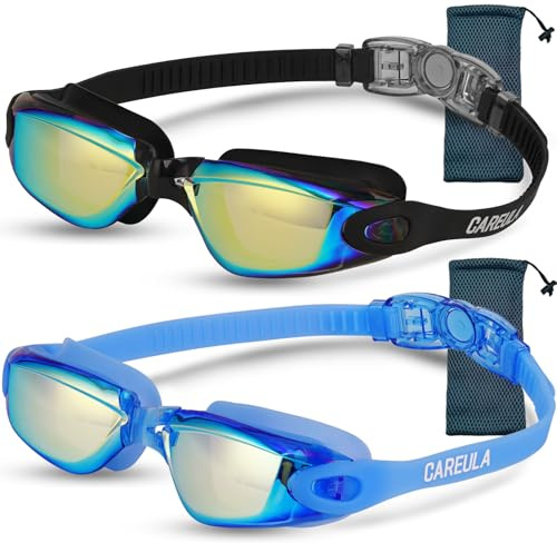 Careula Kids Swim Goggles, 2 Pack Swimming Goggles for Kids Anti-Fog UV Protection Goggles Child Boys Girls 3-8