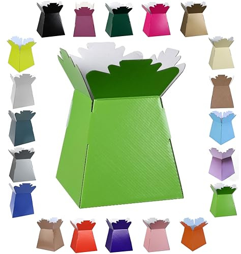 Glossy Vibrant Bouquet, Flower Box/Vase - Transportation Display, Presentation Boxes (1, Lime Green)