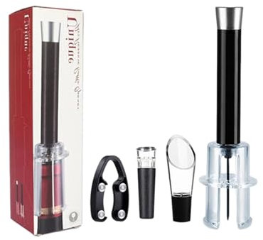 Voihamy Ensemble d'ouvre-Bouteille vin 4 pièces, kit d'ouvre-Bouteille de vin Rouge Multifonctionnel, Aiguille de Pompe d'ouvre-Bouteille Portable, Accessoires d'ouvre-Bouteille vin pour Maison/Bar