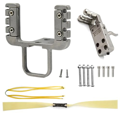 Runzkzy Accessori Fucile a Fionda Fai da Te, Testa Fionda da Caccia con Dispositivo di Rilascio in Metallo e 2 Bande Elastiche, Grilletto per Fionda, Accessori per l'Allenamento (Pacchetto A)