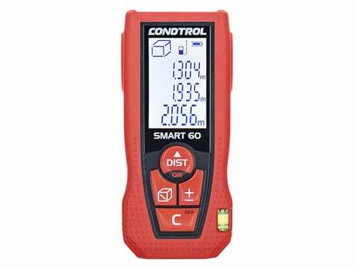 CONDTROL - Telemetro SMART60 - Portata da 0,05 a 60 metri - Misurazione precisa - Laser rosso - Protezione IP54 - Schermo LCD - 2 anni di garanzia - Fornito con accessori