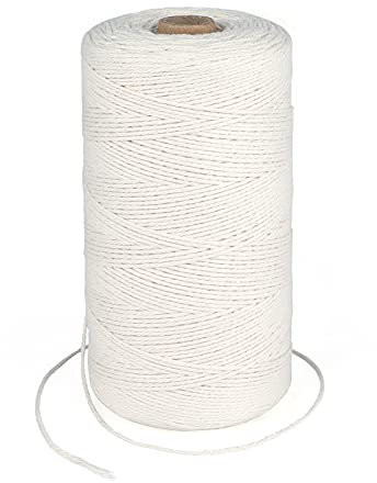 KINGLAKE Cordón de algodón Blanco de 1,5 mm, 450 m, Hilo de macramé, Hilo de algodón Fino, para Hornear, cocinar en la Cocina, Manualidades, Embalaje Decorativo
