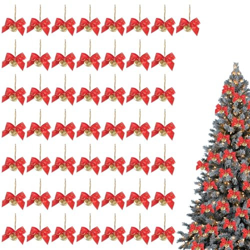 50 Stück Weihnachten Schleifen, Weihnachtsbaum Schleife Dekoration, Rote Schleifen Weihnachten, Weihnachtsbaum Kleine Schleife, Anwendbar Für Weihnachtsbaum, Weihnachtskranz, Geschenk Dekoration