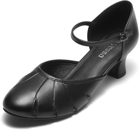 YESSA Vintage 1920s Shoes for Women Character Shoes Ankle Strap Dance Shoes for Ballroom Salsa Folklorico Tango Swing 2 Dancing Heels 6.5 Black