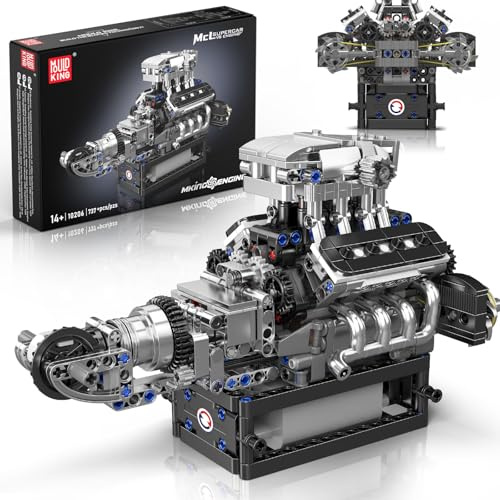 Mould King 10206 V8 Kit di costruzione del motore funzionante, costruisci i tuoi motori a combustione per auto, set di costruzione meccanica, giocattolo STEM per adulti dai 14 anni e