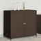 Myheimly Gartenschrank, Geräteschrank mit viel Stauraum, Beistellschrank Schrank mit Türen, Balkonschrank Terrassenschrank, Poly Rattan Gartenschrank Braun,83x45x76 cm