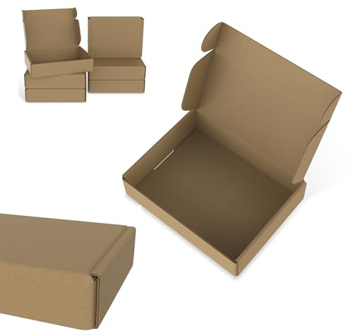 YRHome Förpackning med 20 st. vikbara kartongförpackningar av wellpapp, lätt att vika ihop, stabil struktur, för frakt, flyttbar, presentförpackning, brun, 20 x 15 x 5 cm
