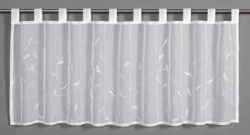 Sehlbach Bistrogardine Voile Lianenstickerei, Weiß, 135 x 45 cm Bistrogardine, Lianenstickerei, Lichtdurchlässig, Einfache Dekoration, Öko-Tex Zertifiziert