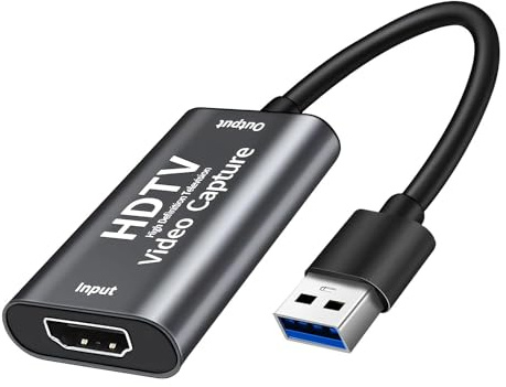 Video Capture Card, 4K@30HZ HDMI to USB 2.0 Capture Adapter, Full HD HDMI Video Capture Device for Editing Video/Games/Streaming/Online Teaching, Recording, Gaming, Broadcasting, Teaching
