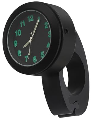 DAWRIS orologio per moto a bagliore notturno per manubrio con staffa impermeabile in lega di alluminio per manopole da 22-25 mm (nero)