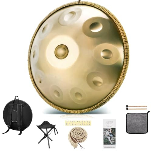 Kalopho 22 Inches Handpan Drum, 432Hz 10 Notes D Minor Kurd Hand Pan Drum, Professional Concert Sound Handpan Drums for Adults Complete Kit Includes Bag Stand Sticks (10 Notes, 432Hz)