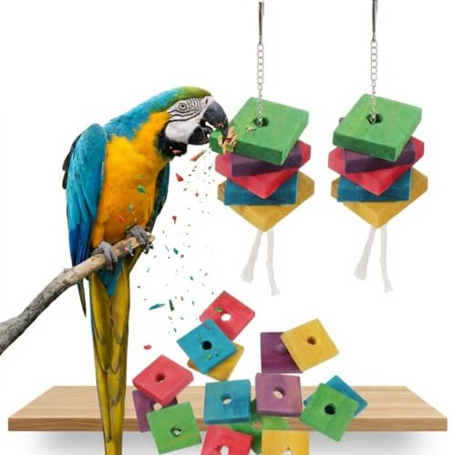 PRETYZOOM Parrot Wood Blocks Assorted Color Wood 50 X Parrot Blocks