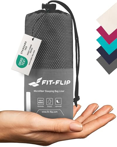 Fit-Flip Sábana Saco de Dormir Ultraligero, Forro de Saco de Dormir de Microfibra con Compartimiento de Almohada añadido, Saco sábana (Color: Gris)