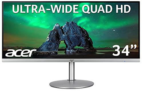 Acer CB342CKsmiiphzx 34 inch Ultrawide Quad HD Monitor (IPS Panel, FreeSync, 75Hz, 1ms, HDR 10, Height Adjustable Stand, DP, HDMI, USB Hub, Silver/Black)