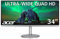Acer CB342CKsmiiphzx 34 inch Ultrawide Quad HD Monitor (IPS Panel, FreeSync, 75Hz, 1ms, HDR 10, Height Adjustable Stand, DP, HDMI, USB Hub, Silver/Black)
